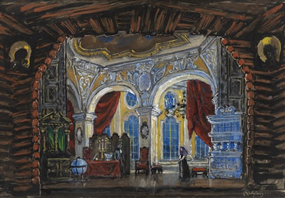 Set design for the second act of Mussorgsky`s opera 