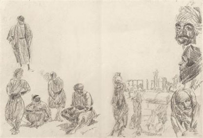 A group of 9 original drawings for dessins et peintures d`Asie