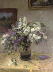 Still life with lilacs in a vase