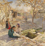 Girls playing by the artist`s house, Samarkand