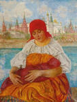 Mother and child in front of Kremlin