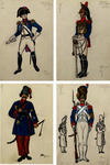 A set of eight costume designs for War and Peace